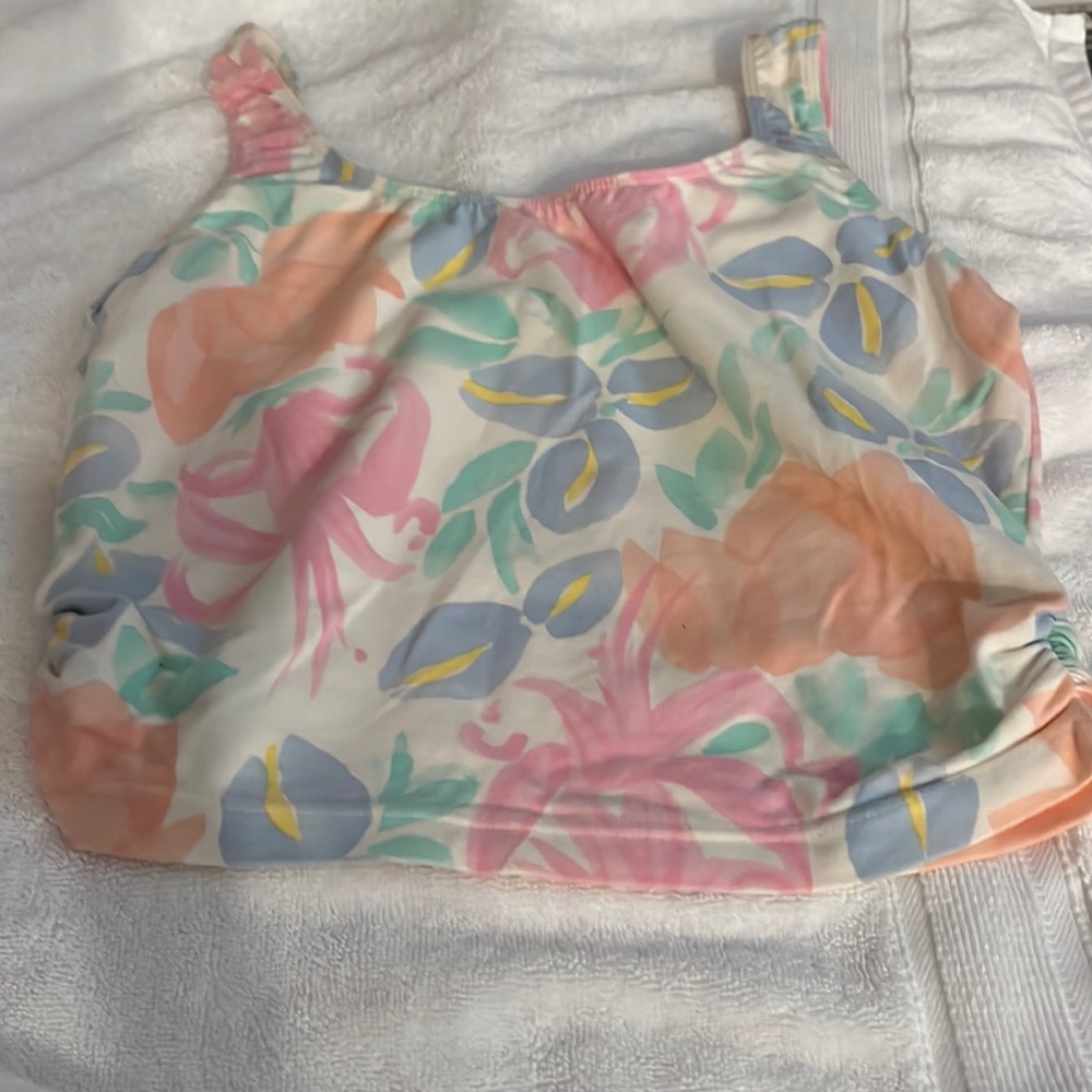 Danskin crop top white with pastel colors size large